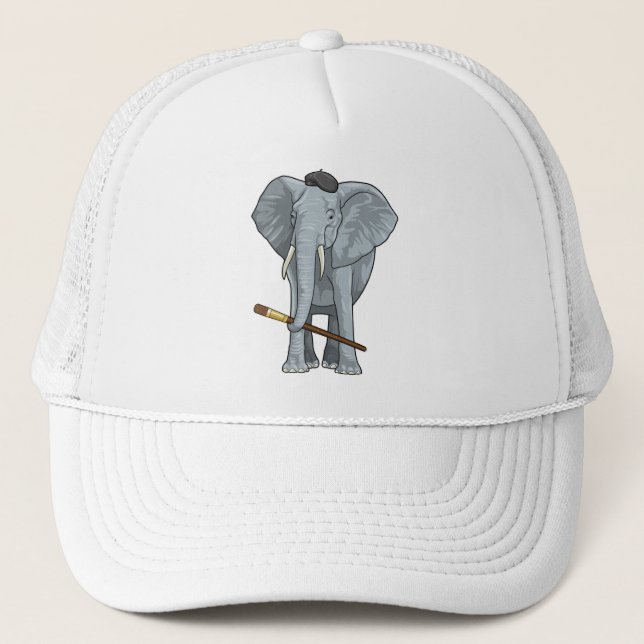 Elefant som målare med färgpensel keps (Framsida)
