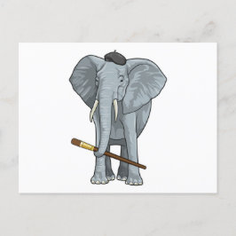 Elefant som målare med färgpensel vykort