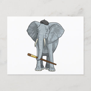 Elefant som målare med målarpensel vykort