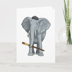 Elefant som målare med pensel kort