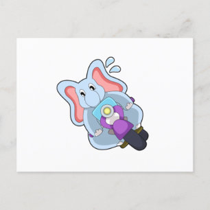 Elefant som motorcyklist med motorcykel.PNG Vykort
