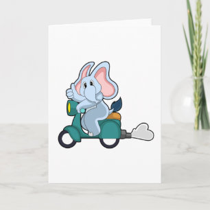 Elefant som motorcyklist med skoter kort
