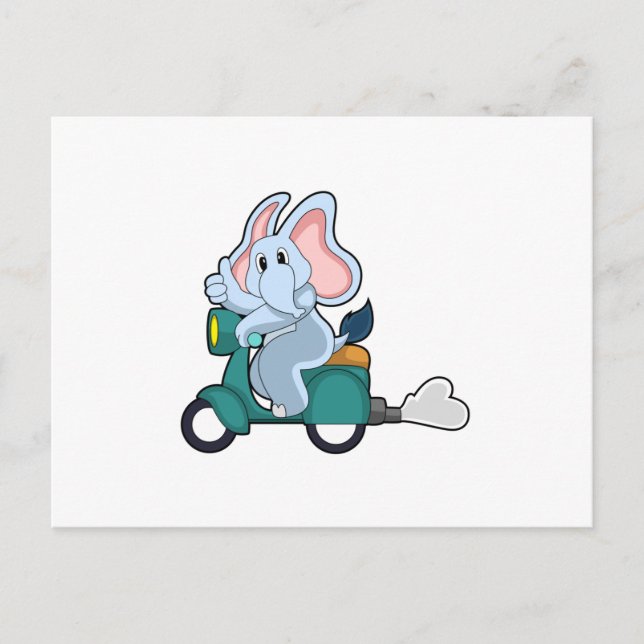 Elefant som motorcyklist med skoter vykort (Framsida)