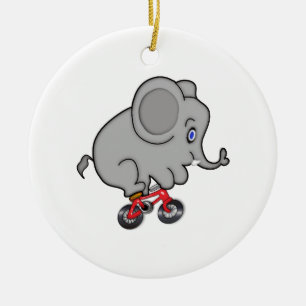 Elefant som rider en cykel julgransprydnad keramik