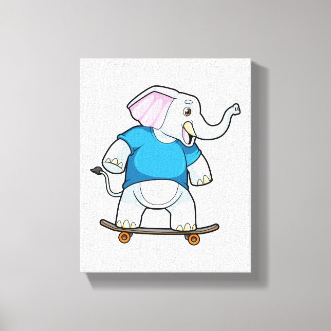 Elefant som Skater med Skateboard Canvastryck (Framsida)