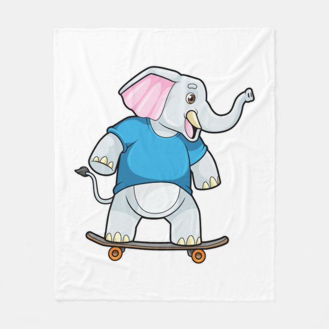 Elefant som Skater med Skateboard Fleecefilt (Framsidan)