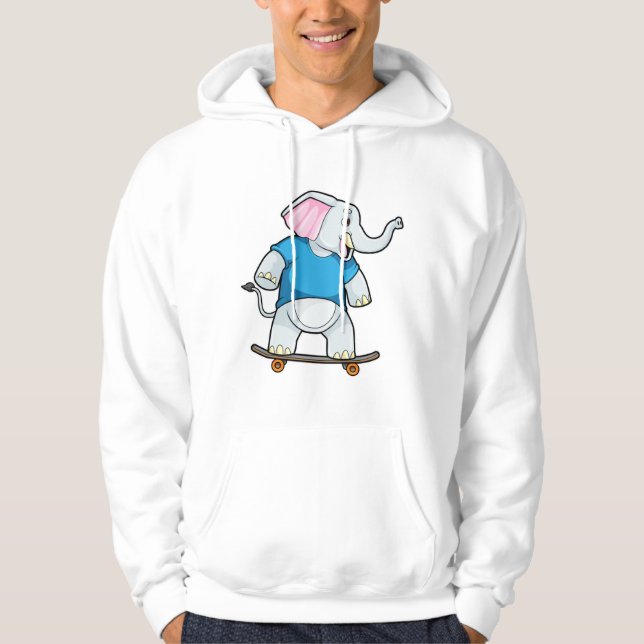 Elefant som Skater med Skateboard Hoodie (Framsida)
