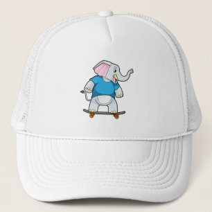 Elefant som Skater med Skateboard Keps