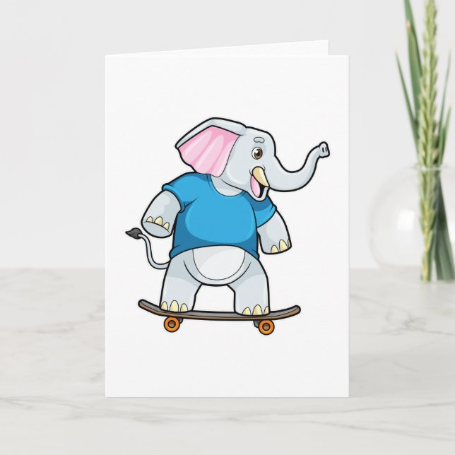 Elefant som skater med skateboard kort (Framsida)