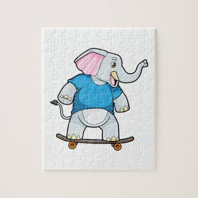 Elefant som Skater med Skateboard Pussel (Vertikal)