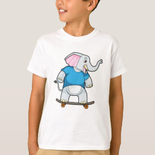 Elefant som Skater med Skateboard T Shirt