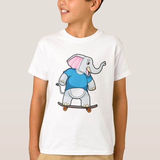 Elefant som Skater med Skateboard T Shirt (Framsida)