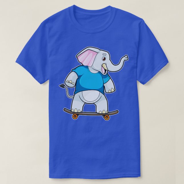 Elefant som Skater med Skateboard T Shirt (Design framsida)
