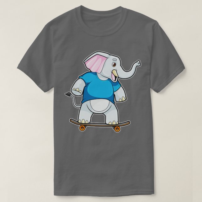 Elefant som Skater med Skateboard T Shirt (Design framsida)