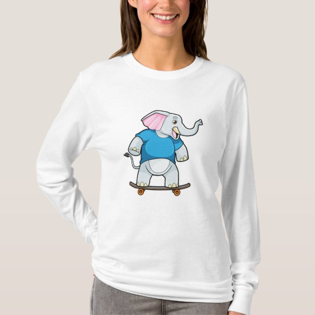 Elefant som Skater med Skateboard T Shirt (Framsida)