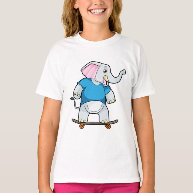 Elefant som Skater med Skateboard T Shirt (Framsida)