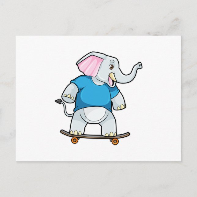 Elefant som Skater med Skateboard Vykort (Framsida)