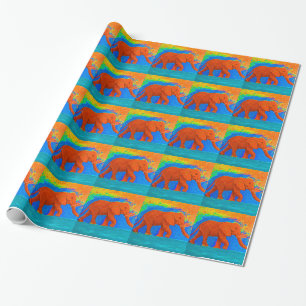 Elefant som slår in papper presentpapper