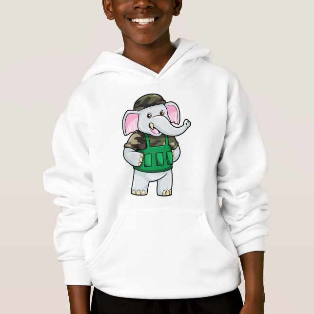 Elefant som soldat med uniform och hjälm t shirt (Framsida)