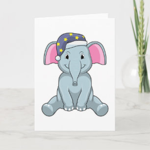 Elefant som sover med nattmössa kort