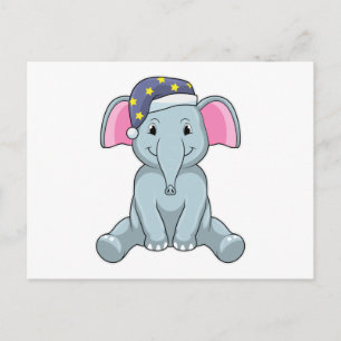 Elefant som sover med nattmössa vykort
