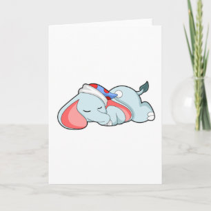 Elefant som sover med sovande kort