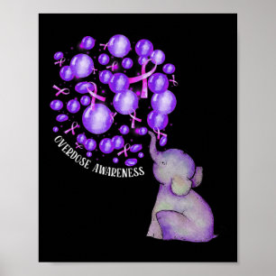 Elefant som spränger lila ballonger Överdosmedvete Poster