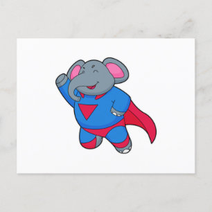 Elefant som superhjälte vykort