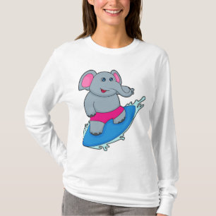 Elefant som Surfer med Surfboard T Shirt