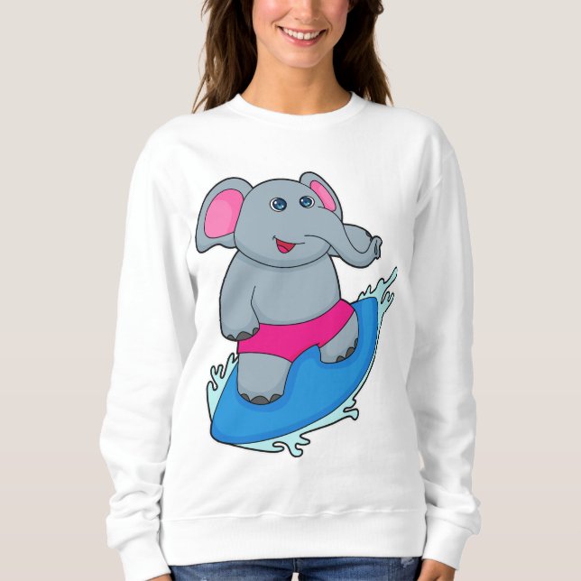Elefant som Surfer med Surfboard T Shirt (Framsida)