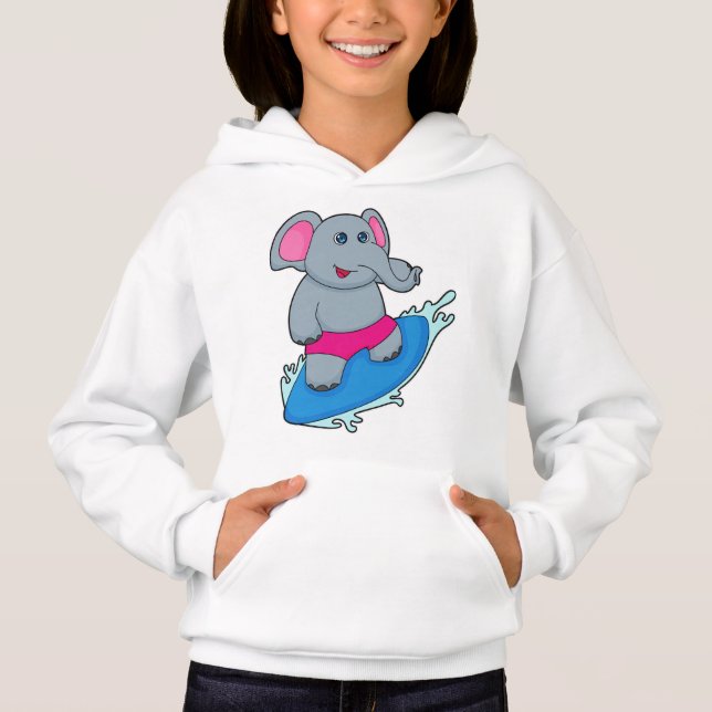 Elefant som Surfer med Surfboard T Shirt (Framsida)