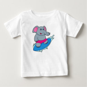 Elefant som Surfer med Surfboard T Shirt