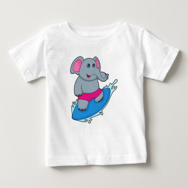 Elefant som Surfer med Surfboard T Shirt (Framsida)