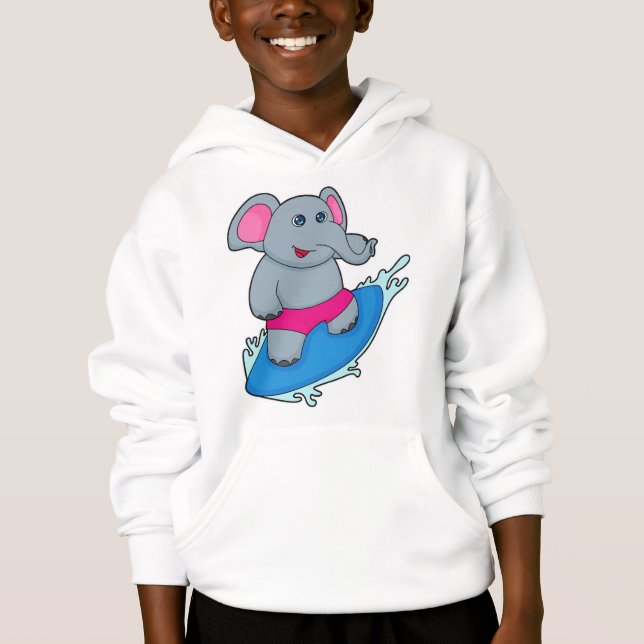 Elefant som Surfer med Surfboard T Shirt (Framsida)