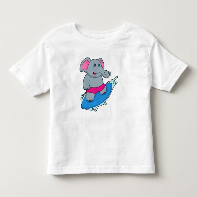 Elefant som Surfer med Surfboard T Shirt (Framsida)