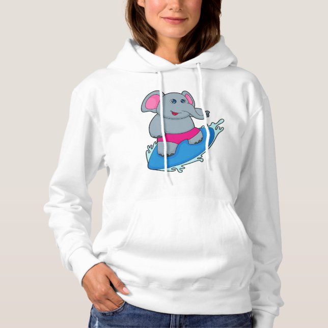 Elefant som Surfer med Surfboard T Shirt (Framsida)