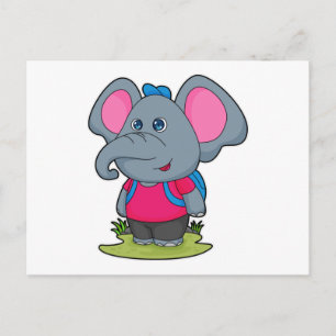 Elefant som vandrare med ryggsäck vykort