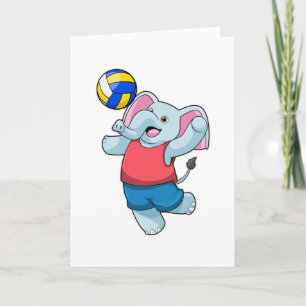 Elefant som volleybollspelare med volleyboll kort
