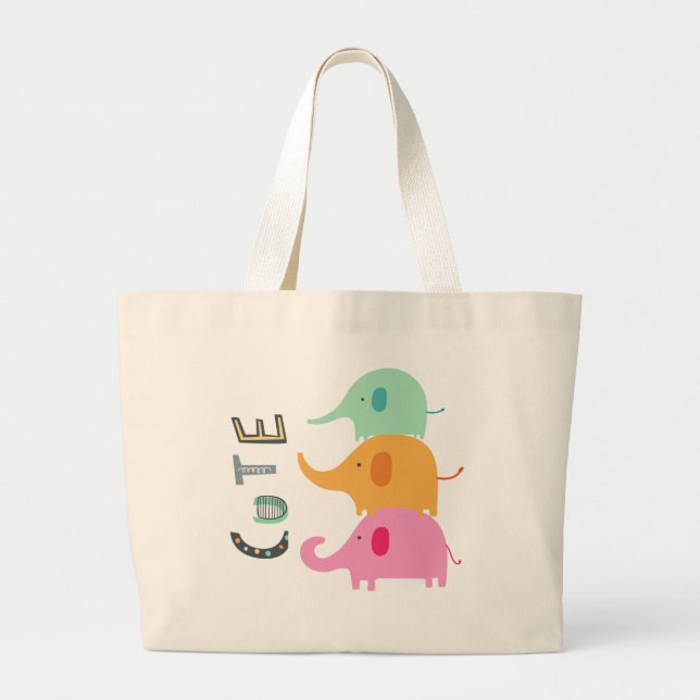 Elefant Söt Totebags Jumbo Tygkasse (Framsidan)