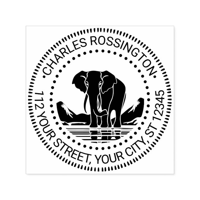 Elefant stående siluett namn returadress självfärgande stämpel (Design)