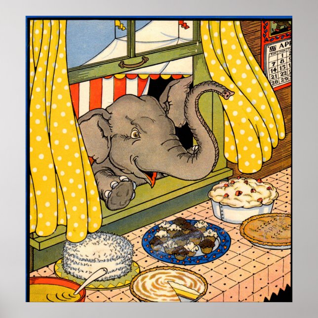 elefant sticker ut huvudet genom fönstret poster (Framsidan)