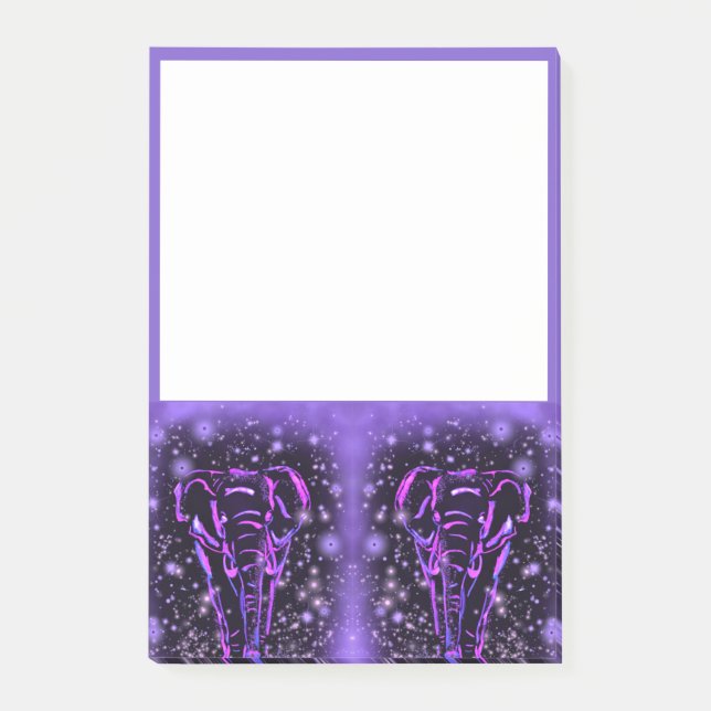 Elefant Sticky Notes in Lila Rosa Starry Night Post-it Block (Framsida)
