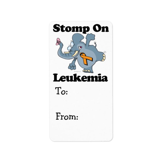 Elefant Stomp on Leukemi (orange) Adressetikett (Framsidan)