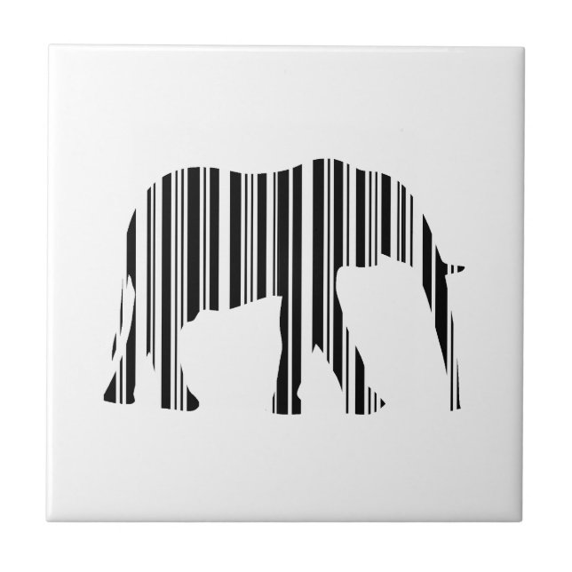 ELEFANT STreckkod Djur Streckkodsmönster Design Kakelplatta (Framsidan)