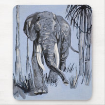 Elefant Strullande genom Wooded Savanna in Blue