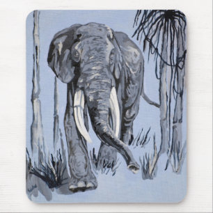 Elefant Strullande genom Wooded Savanna in Blue Musmatta