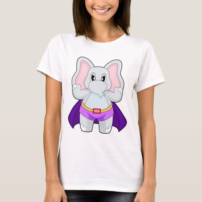 Elefant Superhjälte Cape T Shirt (Framsida)