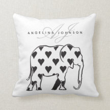 Elefant, svart och vitt Mönster, modernt Monogram