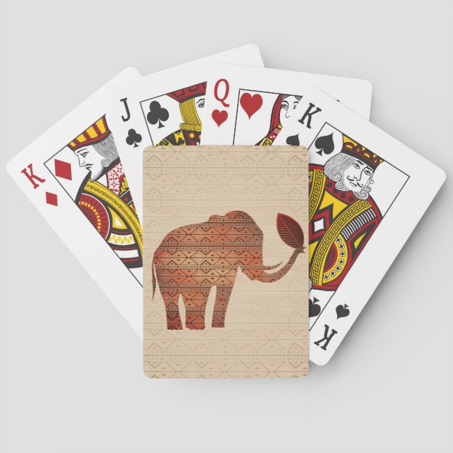 Elefant Tribal Konst Design Casinokort (Baksidan)