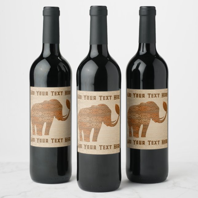 Elefant Tribal Konst Design Vinflaska Etikett (Flaskor)